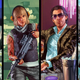 A series of stills shows four GTA V characters preparing to do crimes.